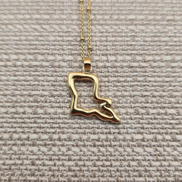 18 Inch Gold Over Sterling Silver Cristy Cali State Necklace A5948 - Picture 3 of 7